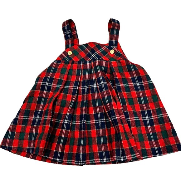 Vintage Plaid Toddler Skirt Jumper Dress XL 24 Months Wool Blend - Picture 1 of 5